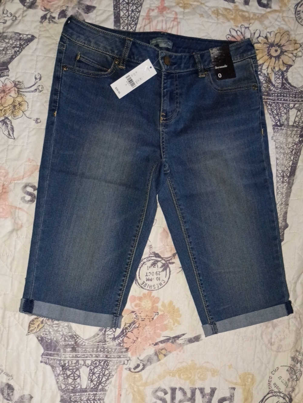 NWT New York & Company Women's Blue Denim Bermuda Shorts